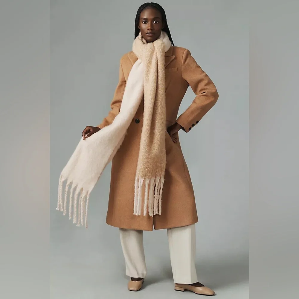 Anthropologie Beige Textured Fabric by Recycled Two-Tone Scarf